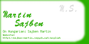 martin sajben business card